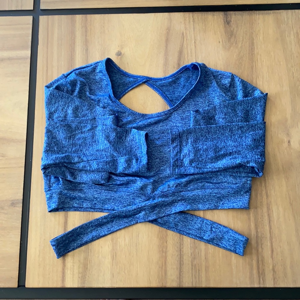 Blue cropped workout top